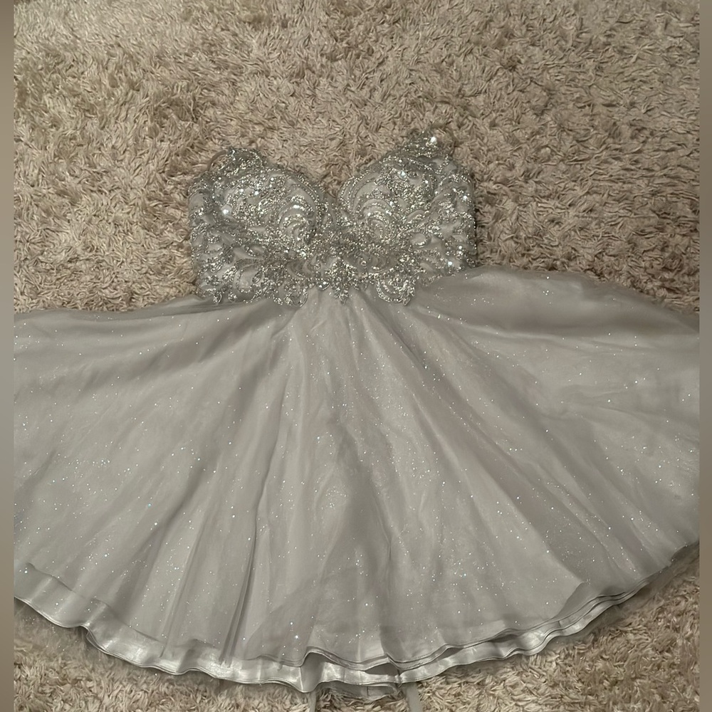 Silver sparkling spaghetti strap dress